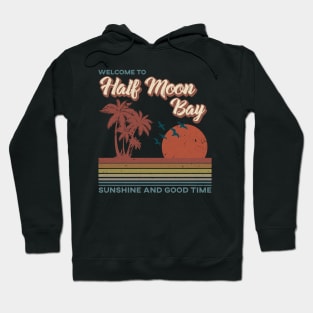 Half Moon Bay Beach - Half Moon Bay Beach Retro Sunset Hoodie